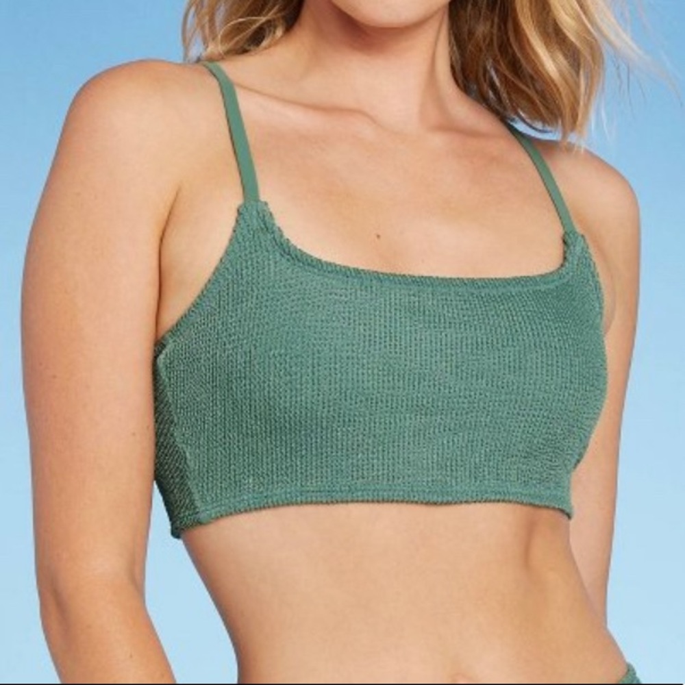 Longline Bikini Top- Moss Green NWT